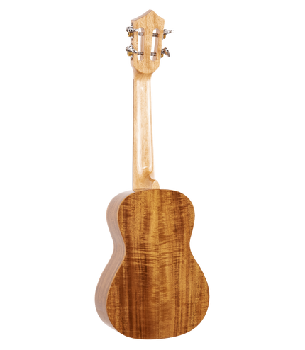 The backside of a ukulele with Koa wood 