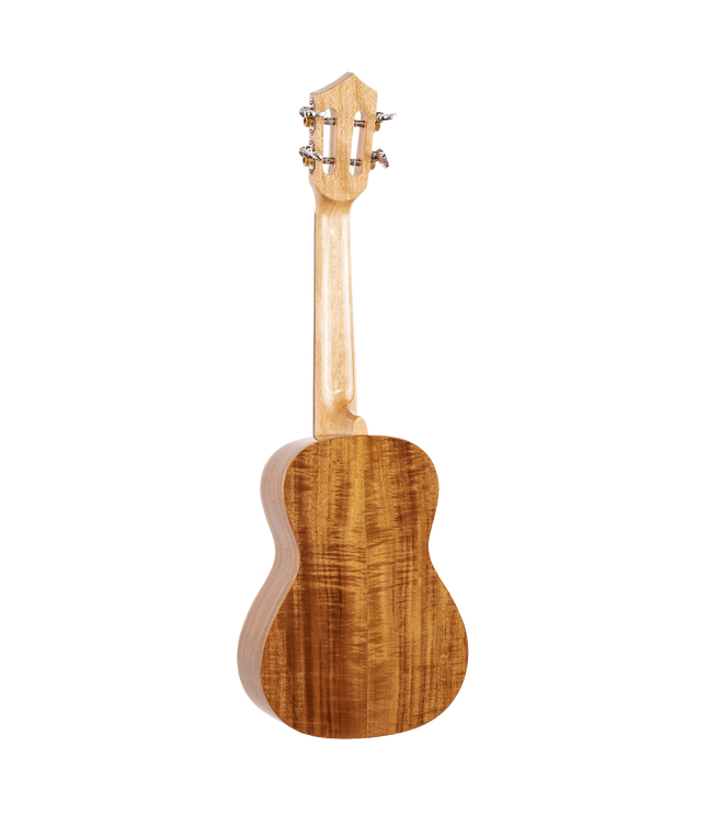The backside of a ukulele with Koa wood 