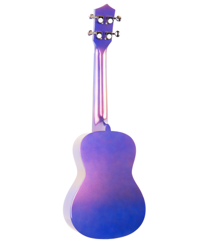 A ukulele with a purple and pink gradient finish